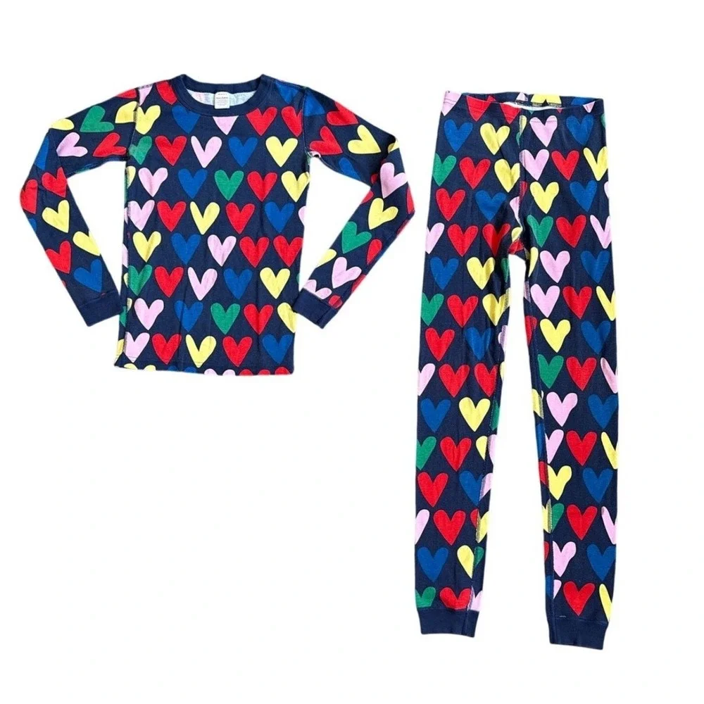 Hanna Andersson Kids Long John Pajama Set Top Bottom Set size 8‎